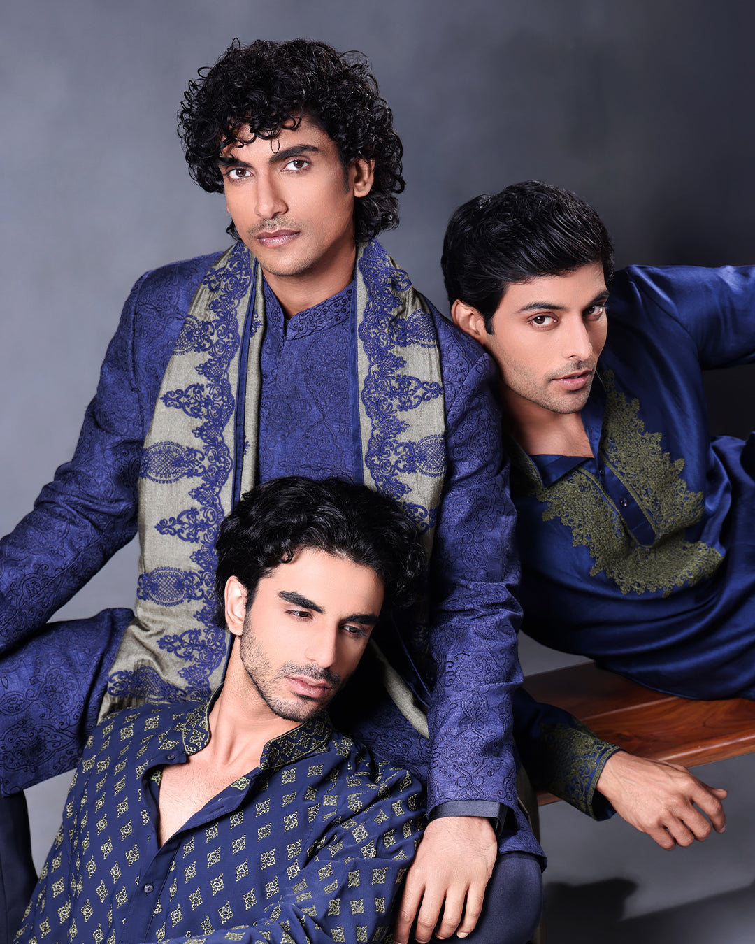 Blue and Olive kurta Set