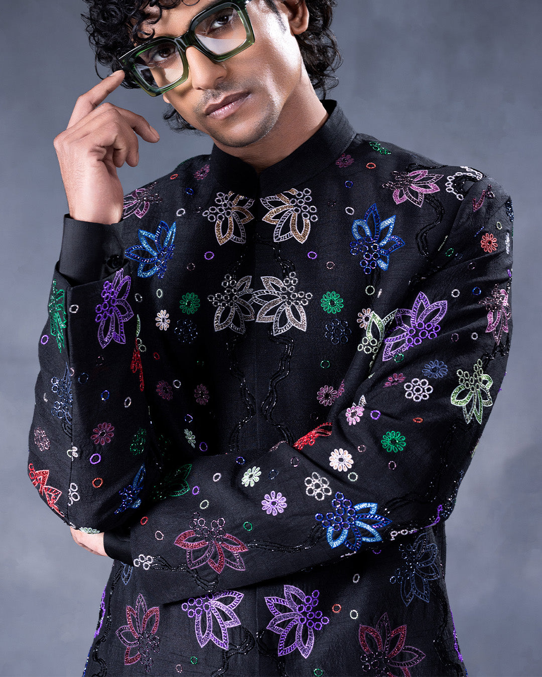 Black Indowestern Set