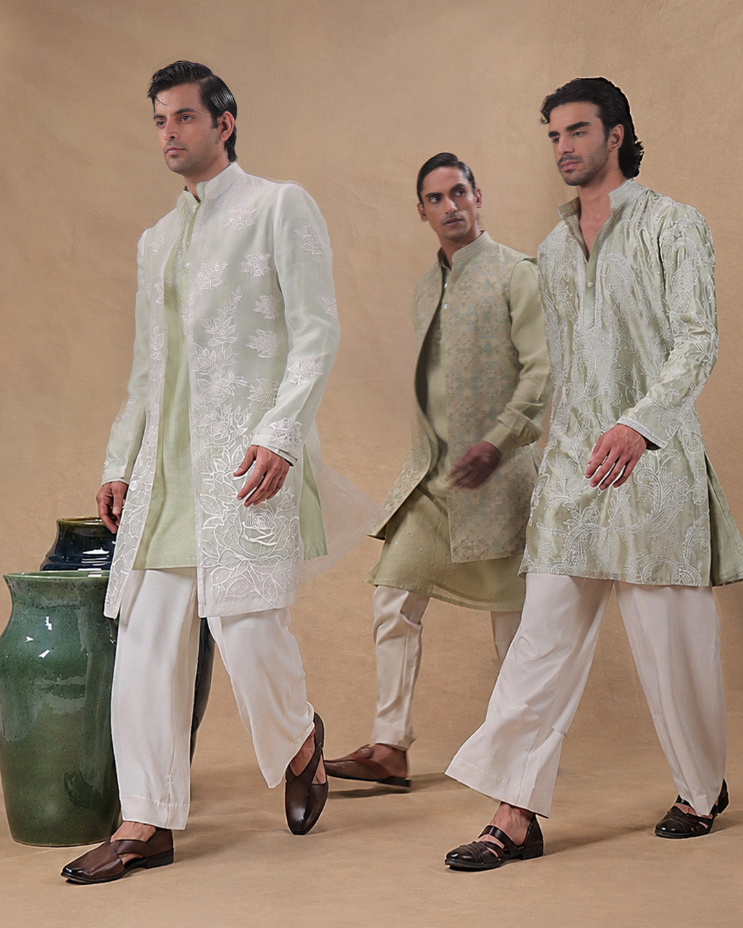 White Indowestern Set