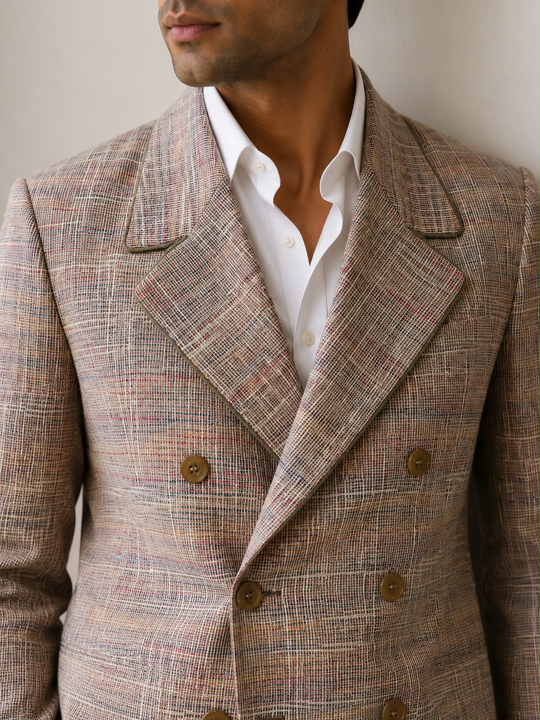 Muticolour Cotton Double Breasted Crop Jacket
