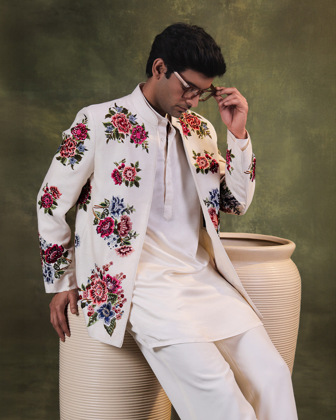 White Indowestern Set