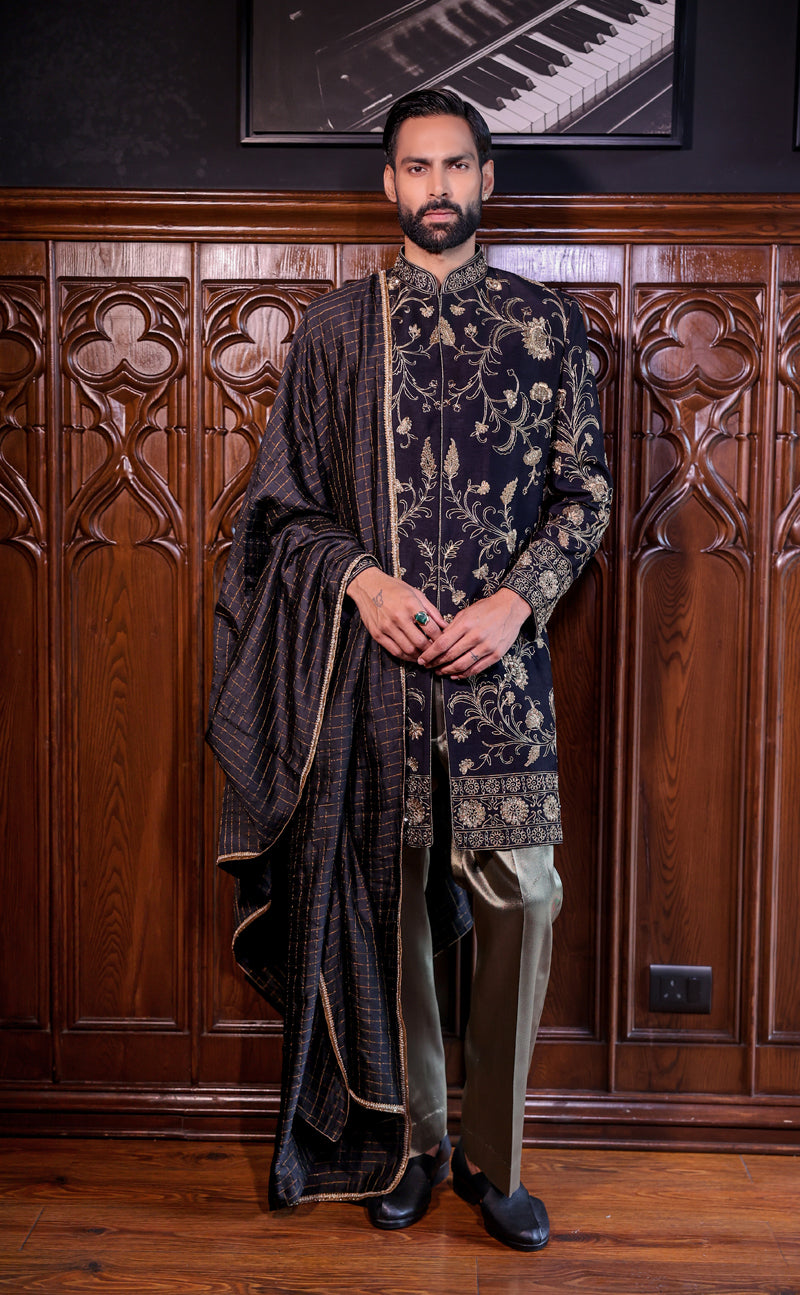 Black Indowestern Set