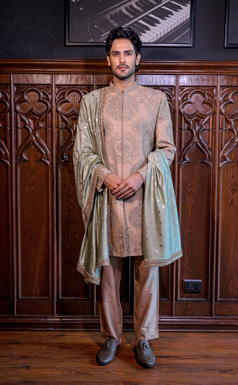 Beige Dori Sherwani Set