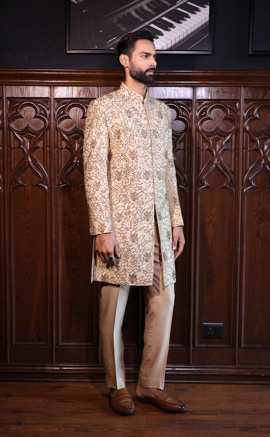 Beige indowestern Set