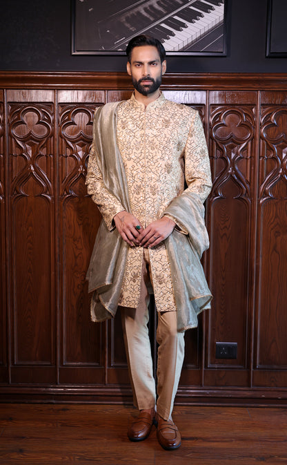 Beige indowestern Set