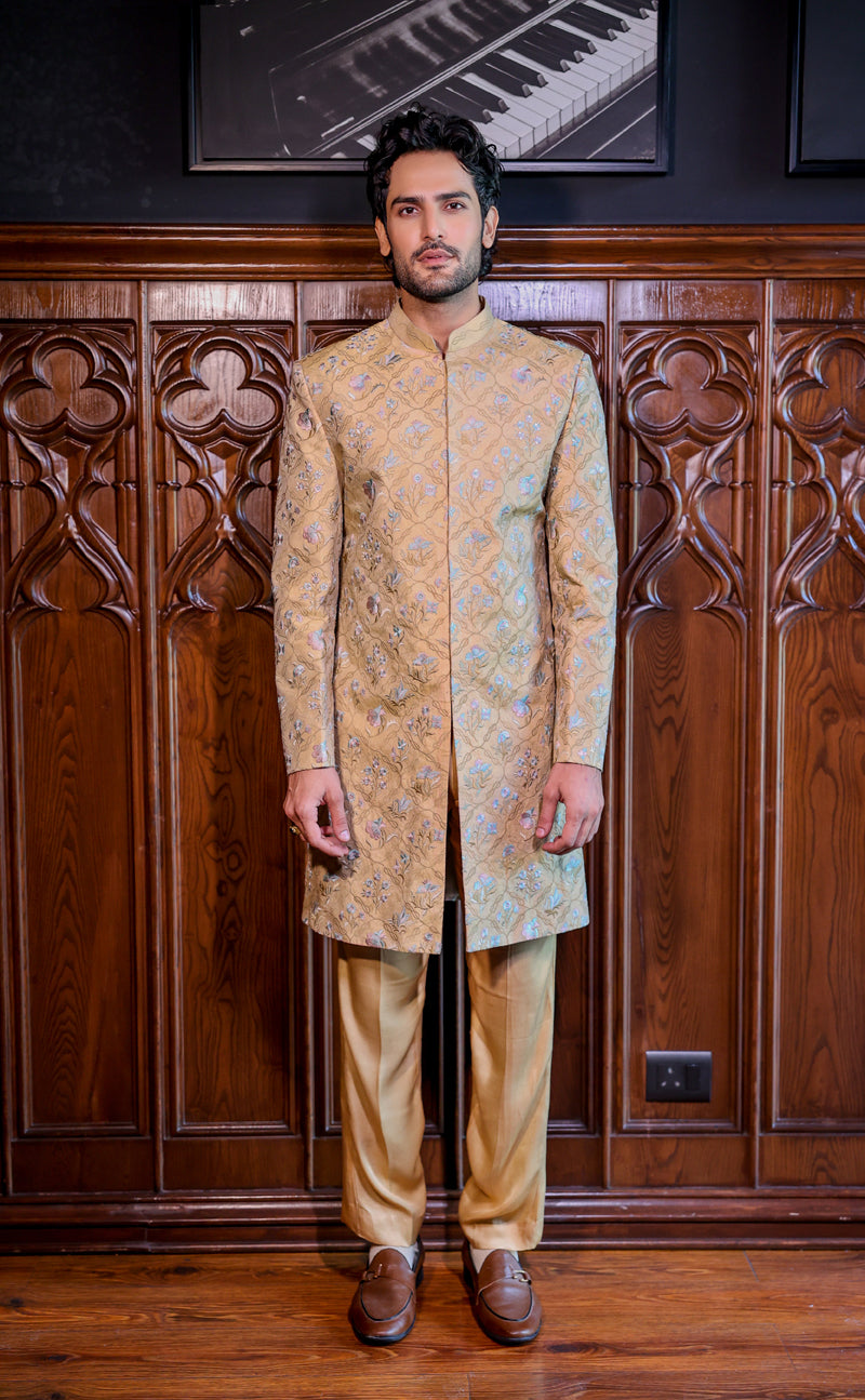 Golden Tissue Indowestern Set