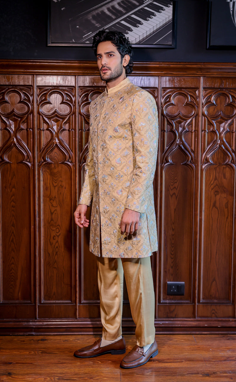 Golden Tissue Indowestern Set