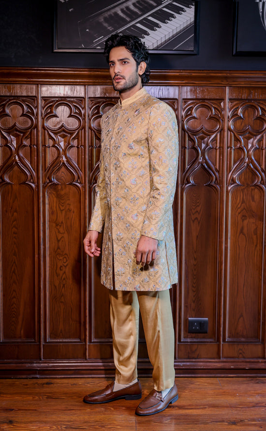 Golden Tissue Indowestern Set