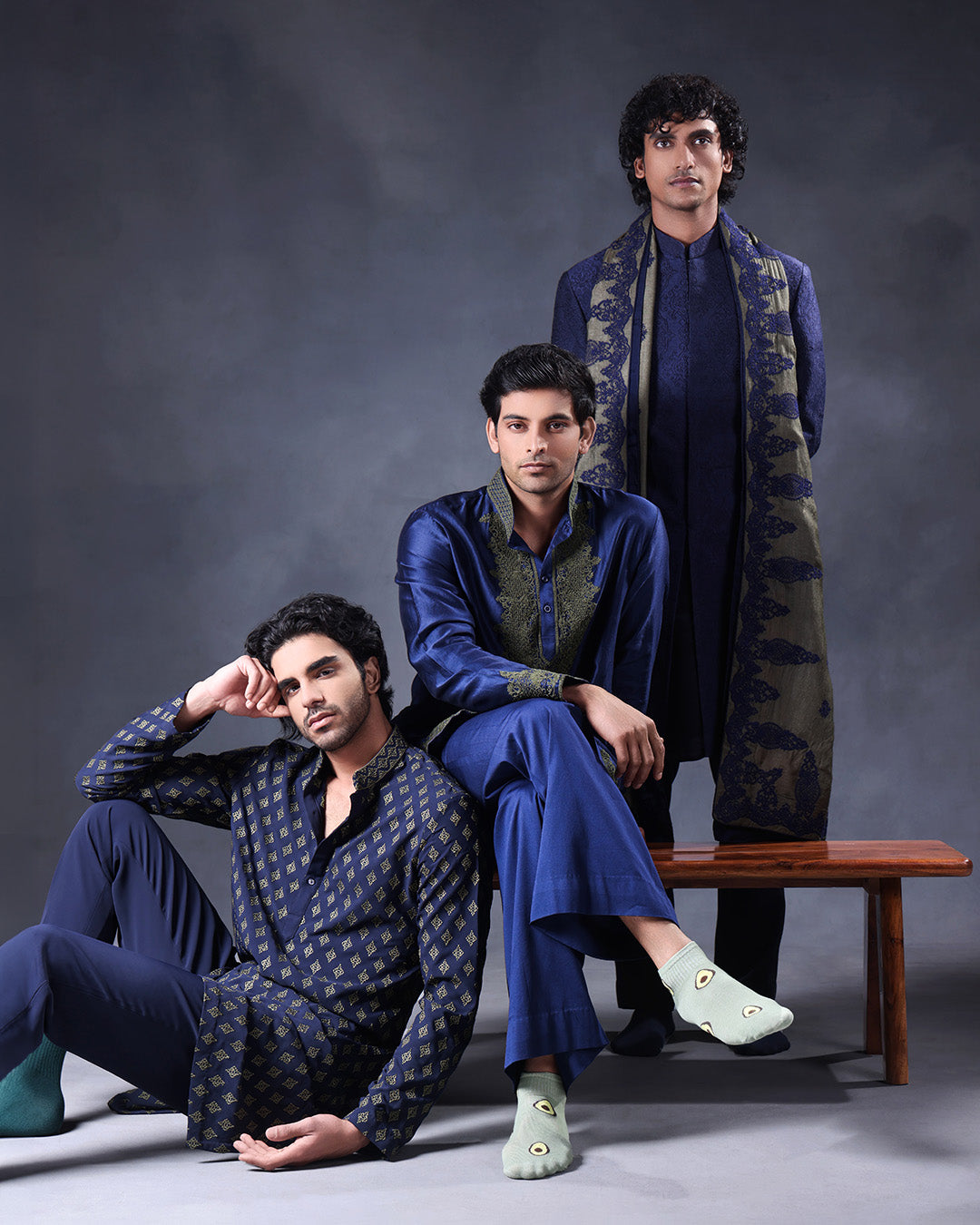 Blue and Olive kurta Set