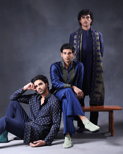 Blue and Olive kurta Set