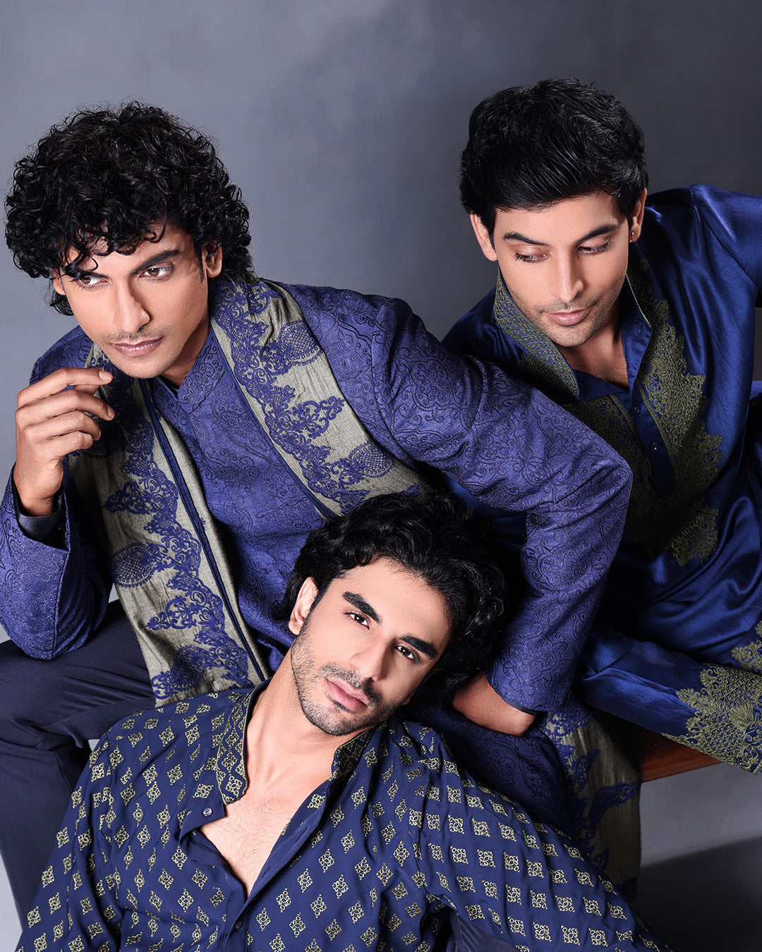 Blue and Olive kurta Set