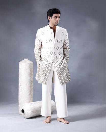 White Indowestern Set