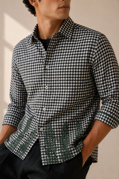 Black White Check Summer Shirt