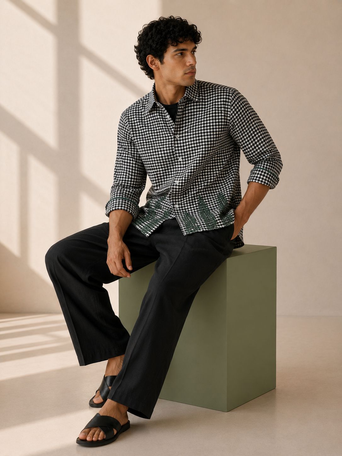 Black White Check Summer Shirt