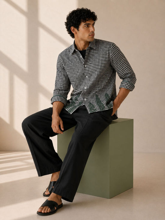 Black White Check Summer Shirt