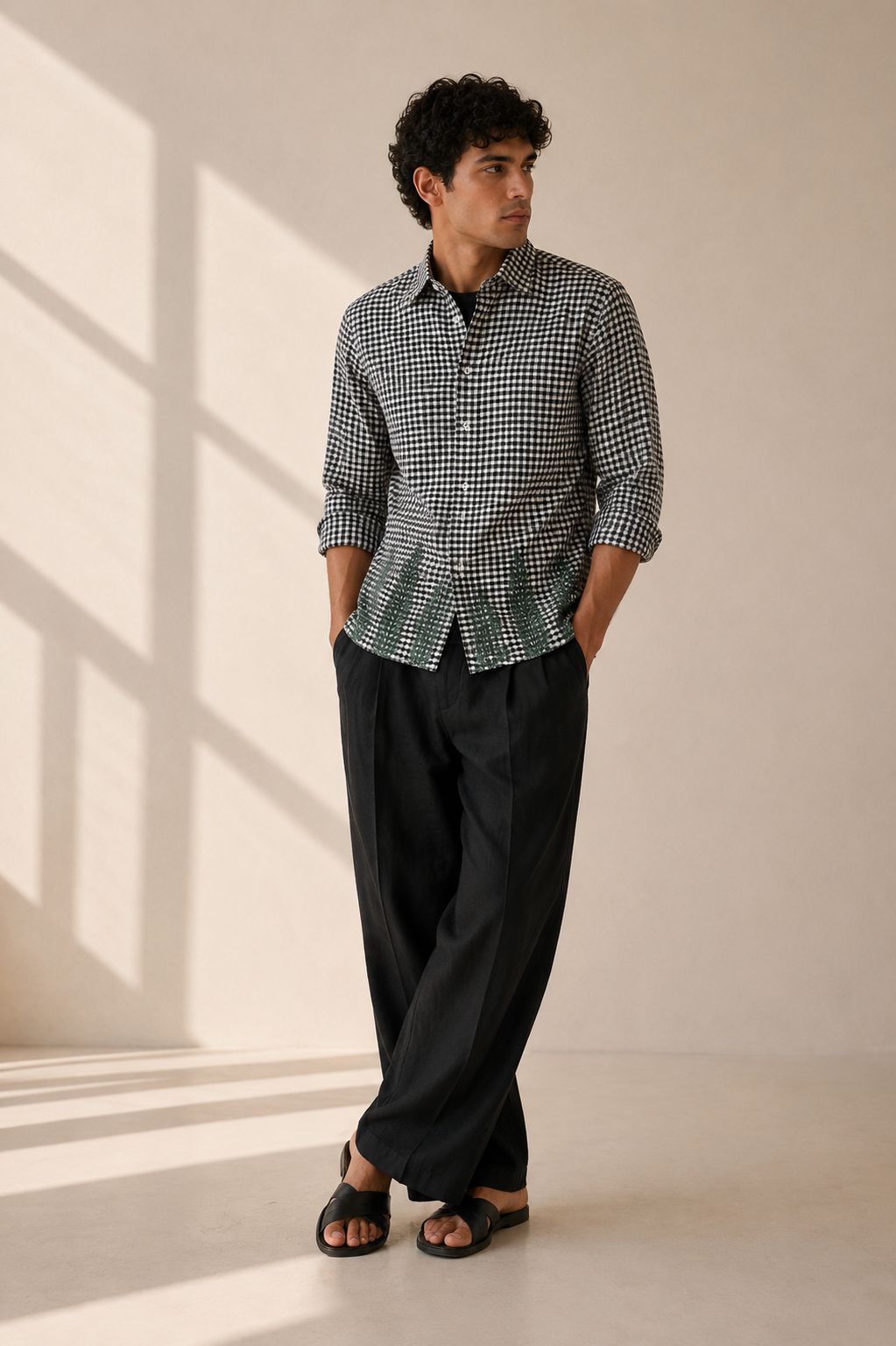 Black White Check Summer Shirt