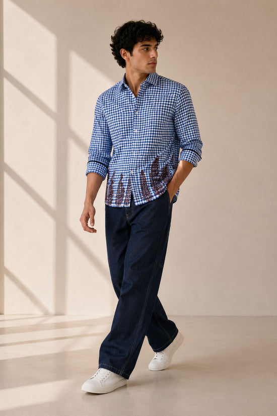 Blue White Check Summer Shirt