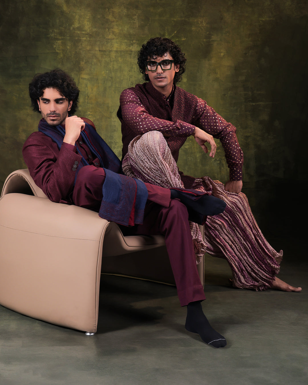 Wine Indowestern Set