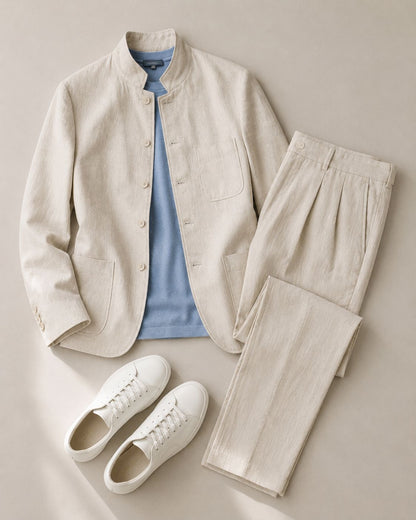 Cream Linen Suit