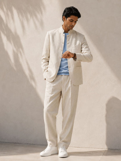 Cream Linen Suit