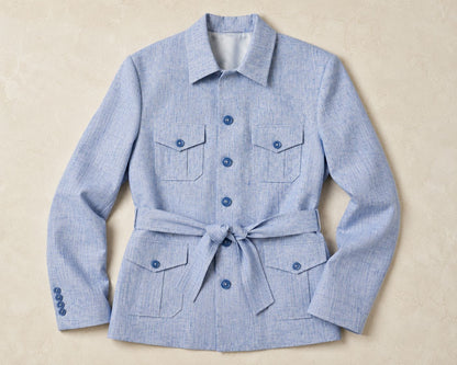 Powder Blue Linen Trench