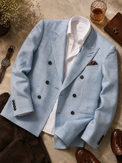 Powder Blue Linen Trench