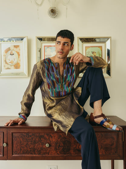Blue Tissue Kurta Set
