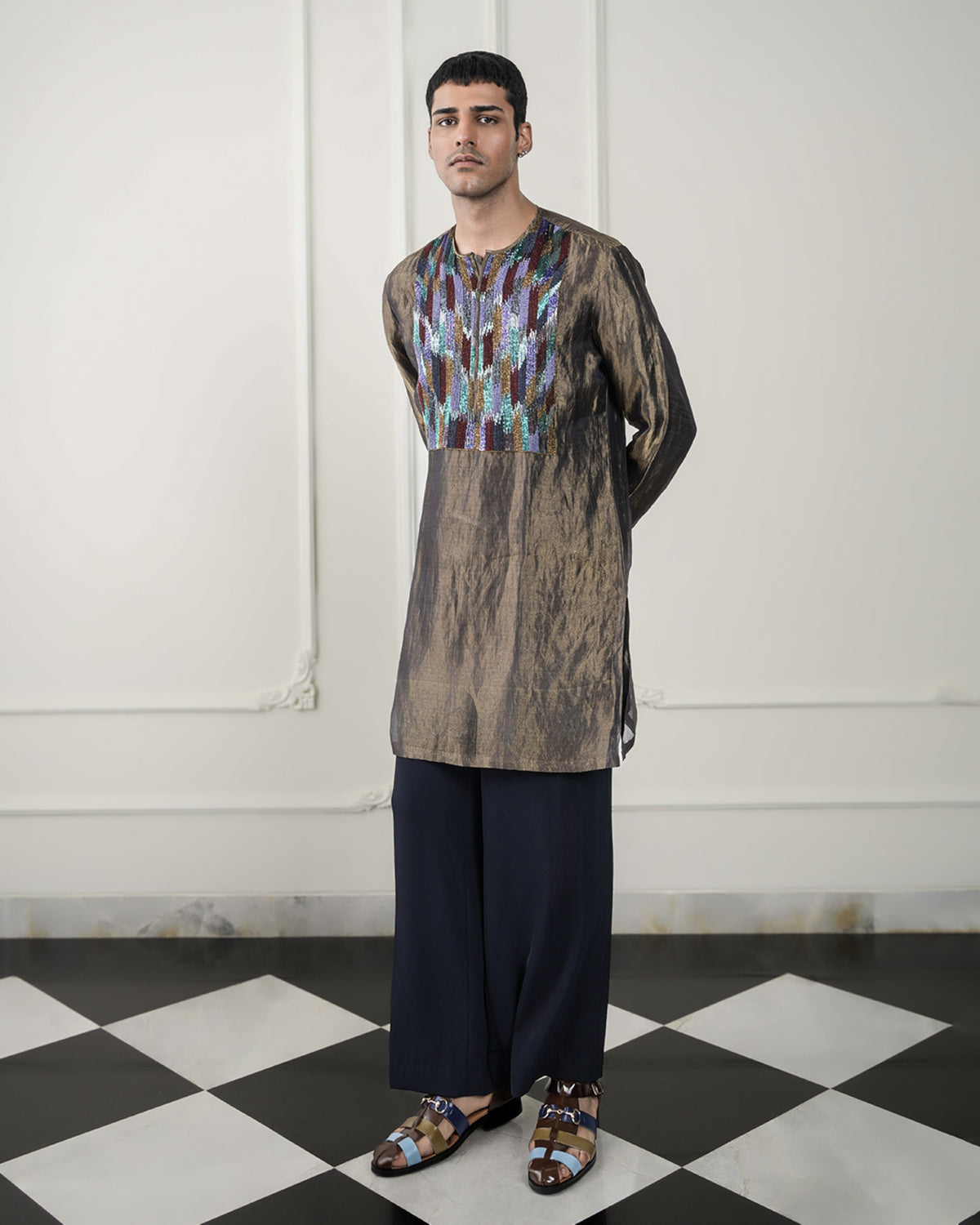 Blue Tissue Kurta Set