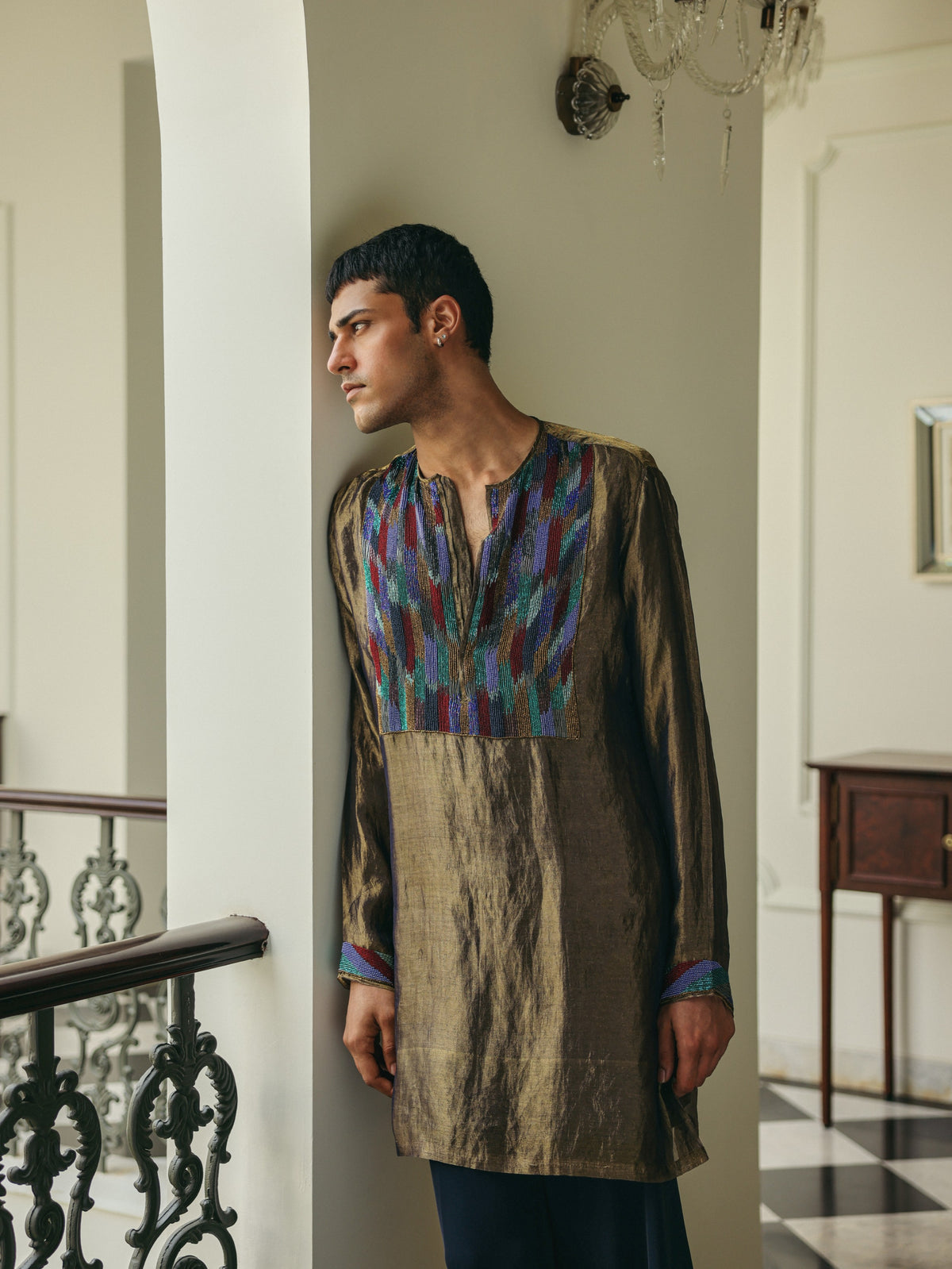 Blue Tissue Kurta Set