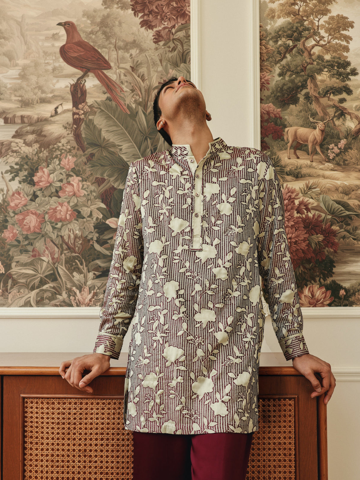 Green & Burgundy Kurta Set