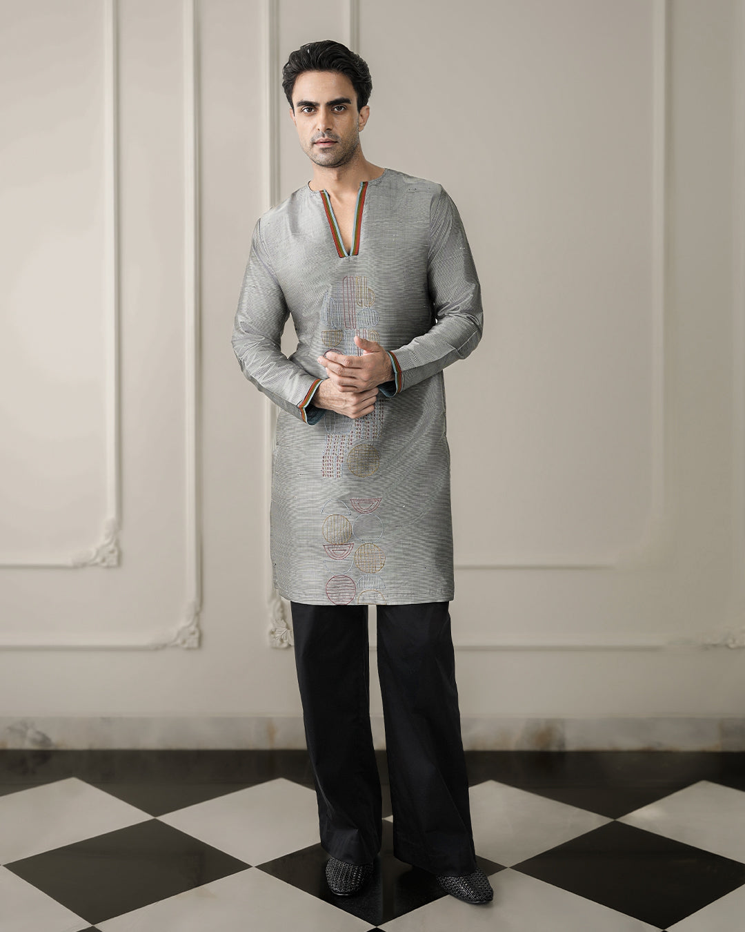 Black Silver Kurta Set