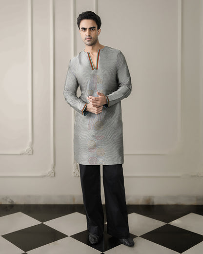 Black Silver Kurta Set