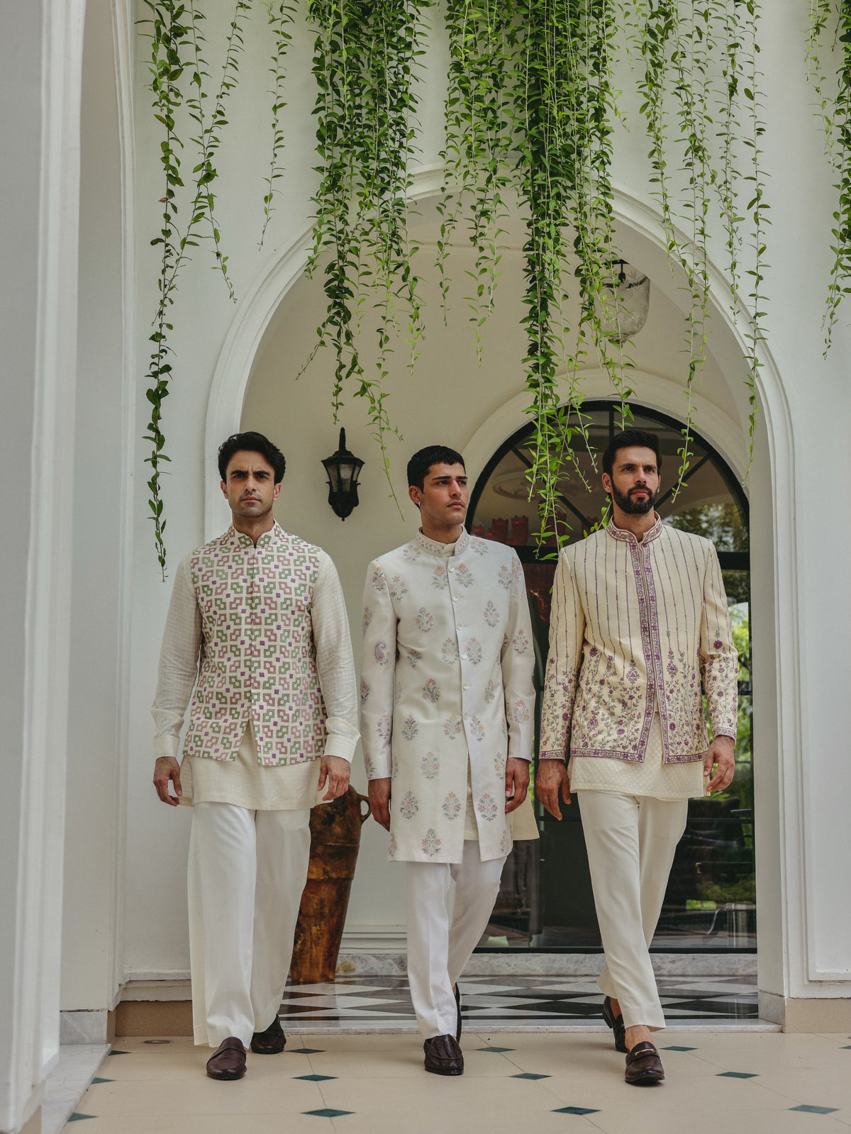 Ivory Multicolor Sherwani iSet