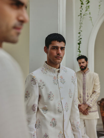 Ivory Multicolor Sherwani iSet