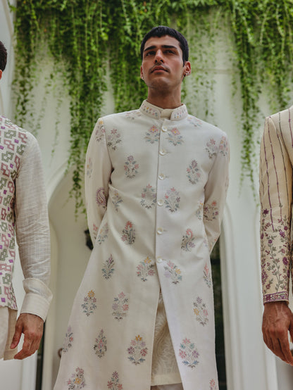 Ivory Multicolor Sherwani iSet