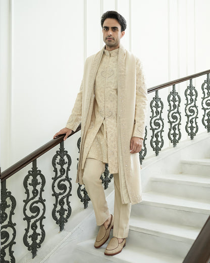 Cream Dori Sherwani Set