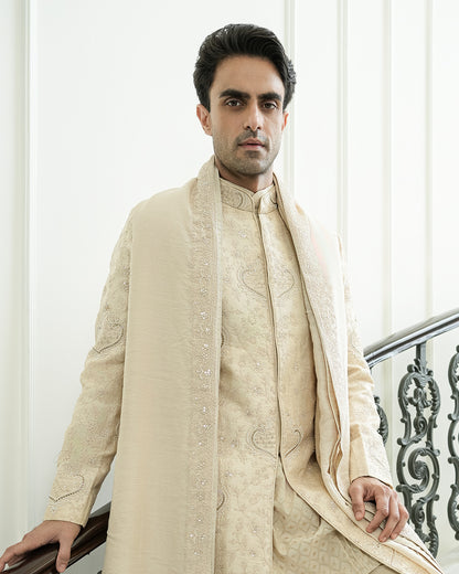Cream Dori Sherwani Set
