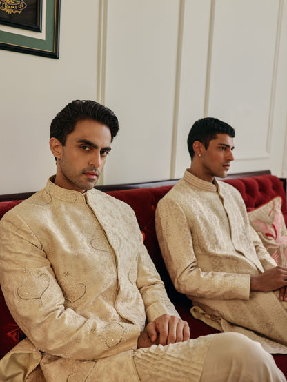 Cream Dori Sherwani Set