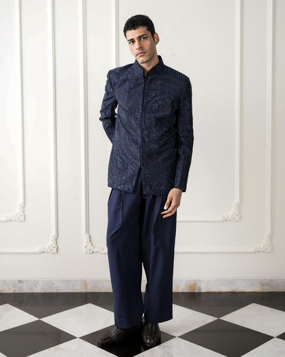 Blue & Grey Bandgala Set