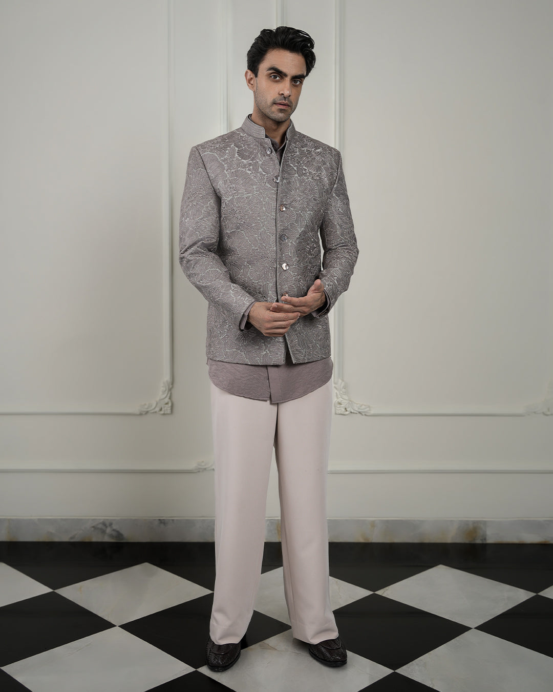Grey Bandgala Set