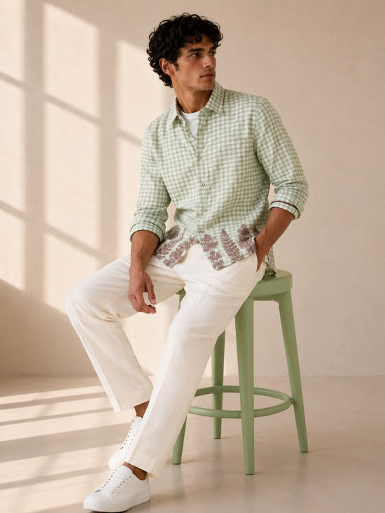 Green White Check Summer Shirt
