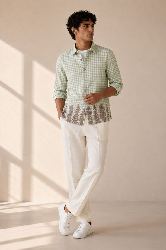 Green White Check Summer Shirt
