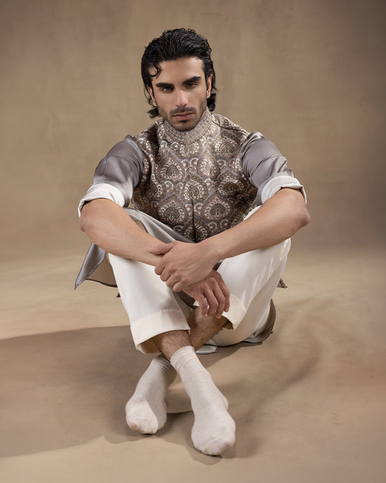 White Nehru Jacket Kurta Set