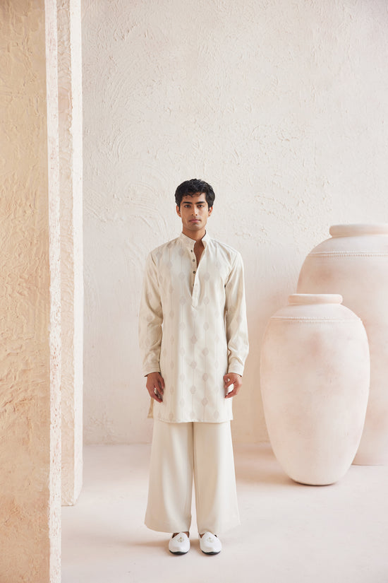 Ivory Mesh Threadwork Kurta Set