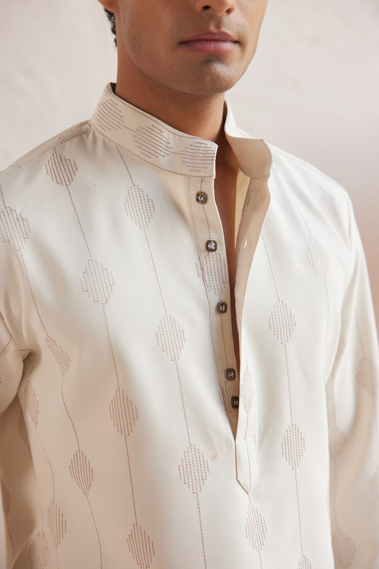 Ivory Mesh Threadwork Kurta Set