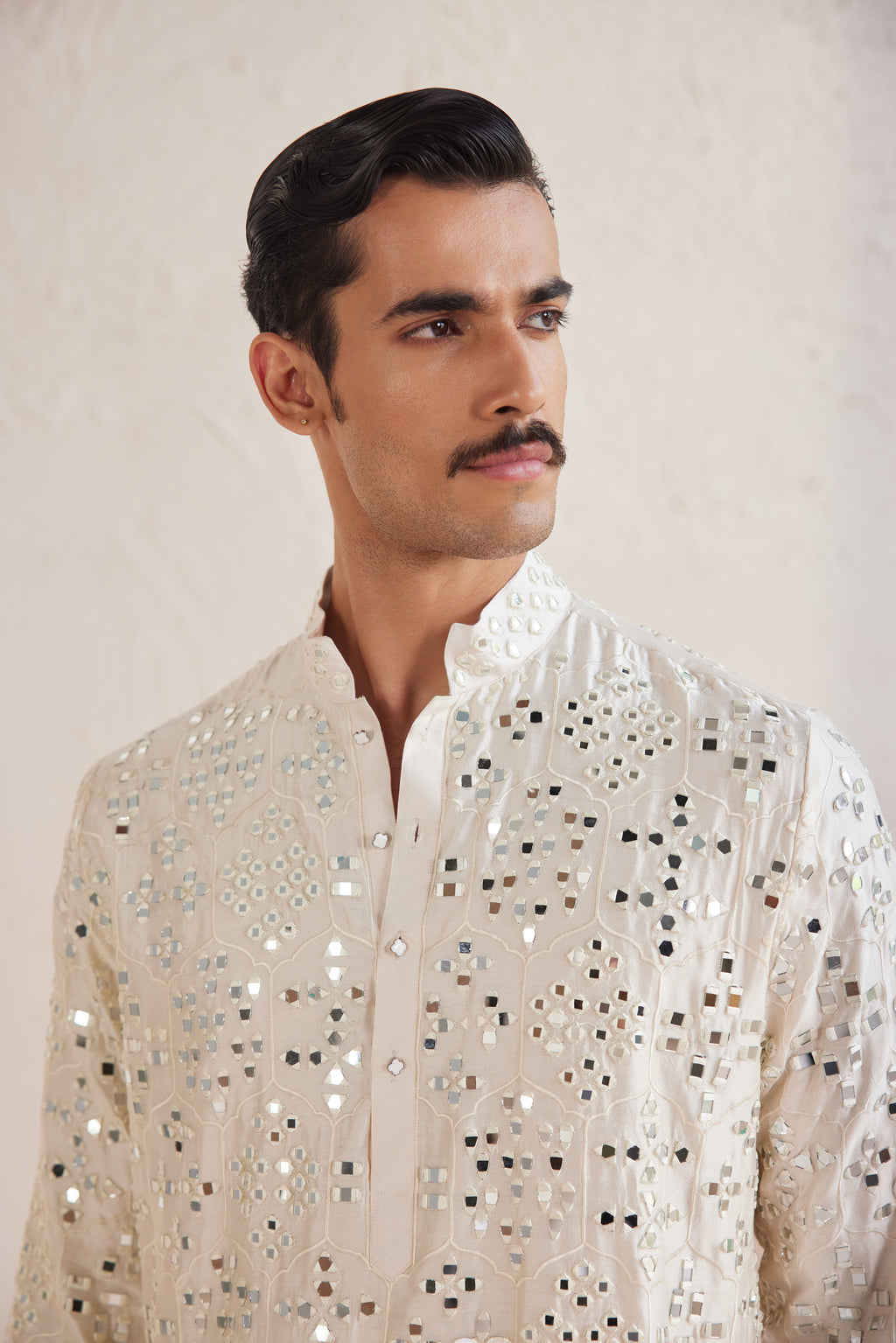 Ivory Mirror Work Kurta Set
