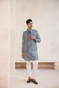 Teal Blue Nehru Jacket Set