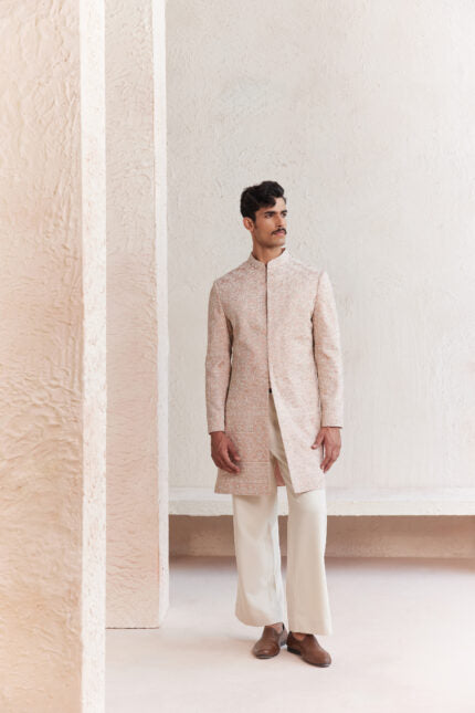Peach Sherwani Set