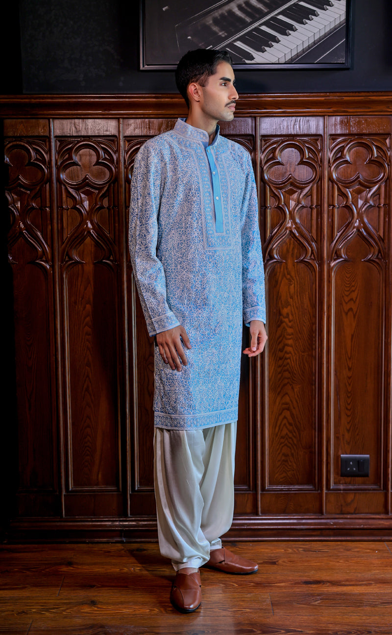Powder Blue Dori Kurta Set