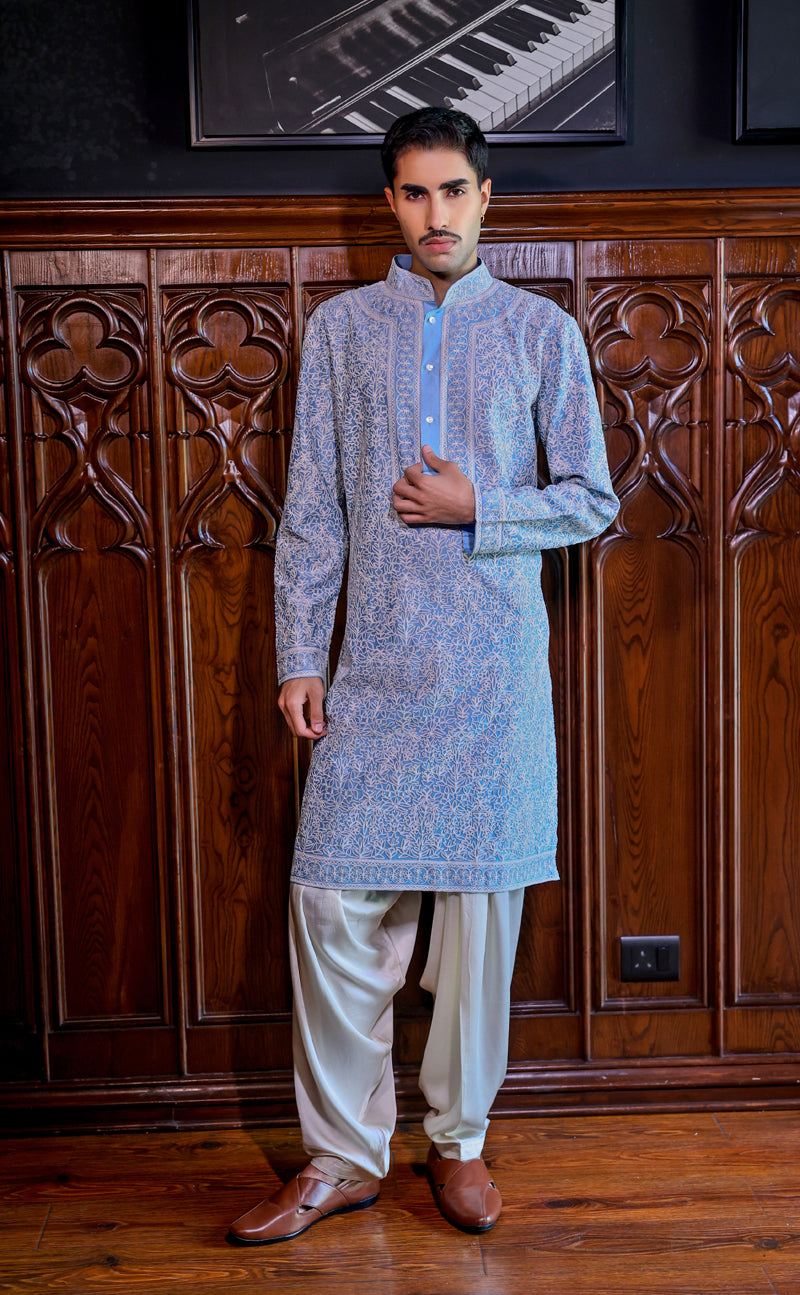Powder Blue Dori Kurta Set